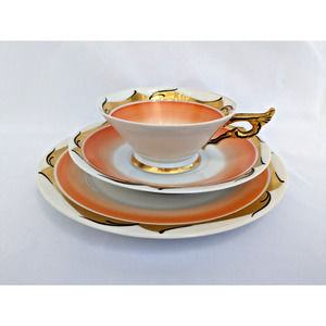 Vintage August Roloff Deutsche Wertarbeit Porcelain Cabinet Teacup Art Deco 1930